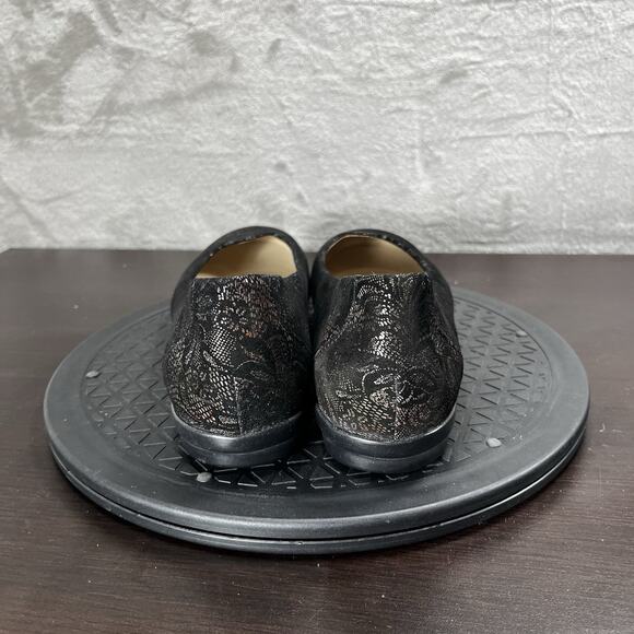 SAS Womens Size 9M Scenic Floral Ballet Flats Black Suede Comfort Shoes - Picture 3 of 10